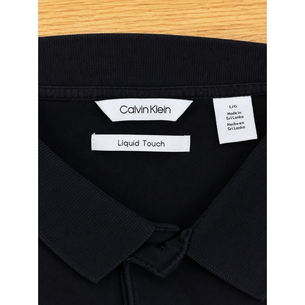 Calvin Klein Liquid Touch Black Polo Shirt Mens Large Short Sleeve Solid - Picture 2 of 4